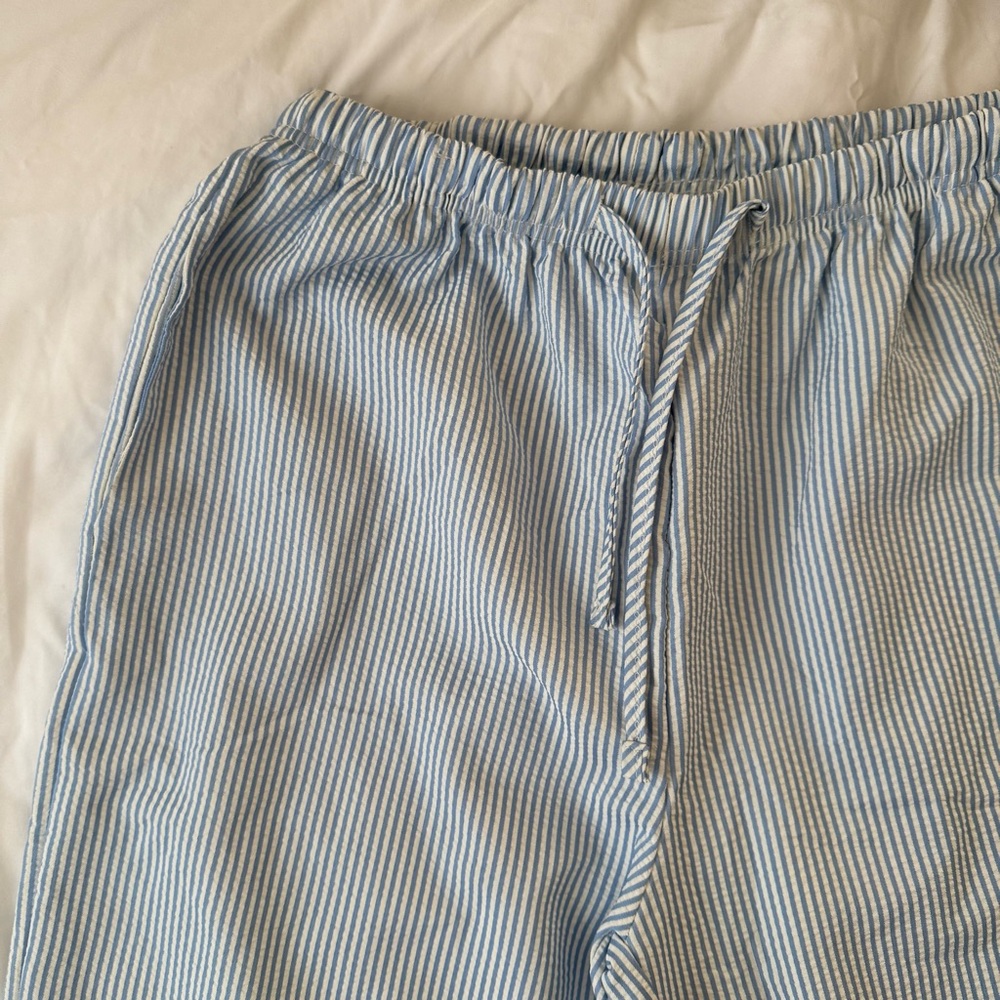 Blue and White Striped Pants